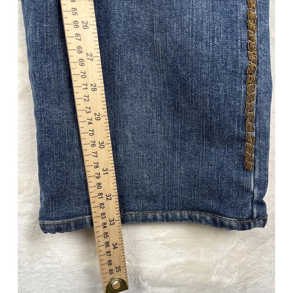 VTG Per Se Women 10 Floral Embroidered‎ Beaded Jeans Bootcut Artsy Hobo Festival - Picture 9 of 13